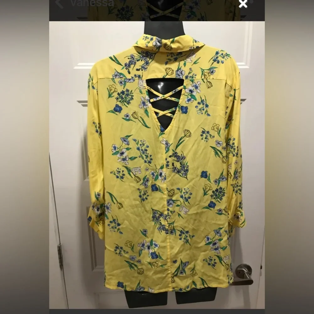 Blouse manche longue jaune fleurie - Picture 1 of 5
